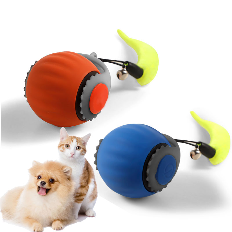 Interactive Elastic Silicone Ball Toy for Canines and Cats with Bell and Tail – Sensible Pet Plaything for Energetic Enjoyable