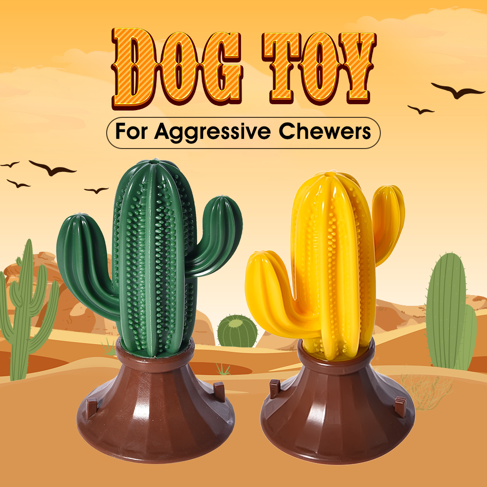 Scorching Sale Massive Cactus-Formed Canine Toy for Aggressive Chewers - Pet Puzzle Toy with Suction Cup, Chew Toothbrush, and Squeaker