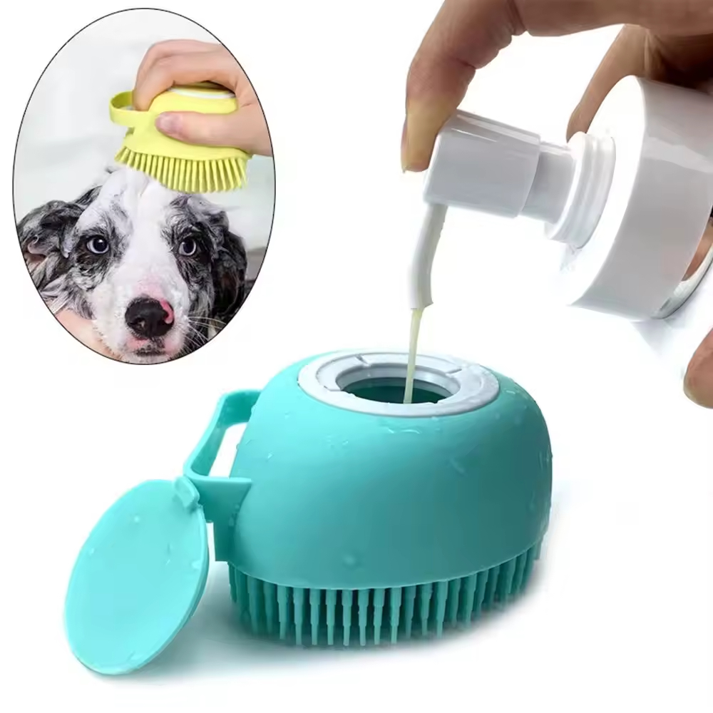 Stocked Pet Provides: ABS Silicone Canine Bathtub Brush for Massaging and De-Floating Hair Cleansing in Cats and Canines